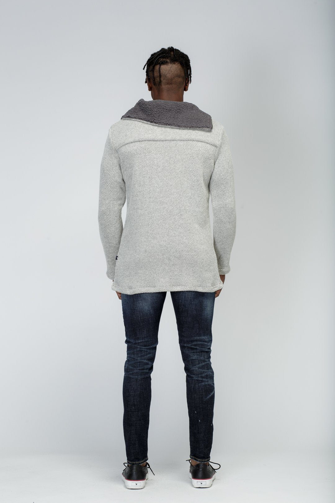 Konus Men's Side Zip Turtle Neck Sweater in Grey