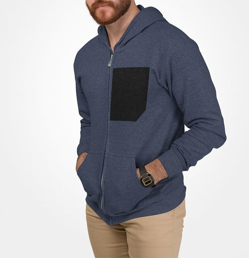 Men Black Pocket Heavy Blend Zip Up Hoodie