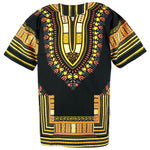 Free size black yellow African dashiki unisex shirt