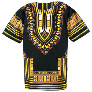 Free size black yellow African dashiki unisex shirt