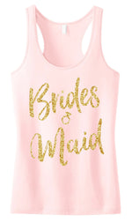 Bridesmaid Script Tank Top with Gold Glitter -
