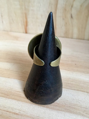 Gorgeous Adjustable Handmade Statement Ceramic Ring in Black and Teal