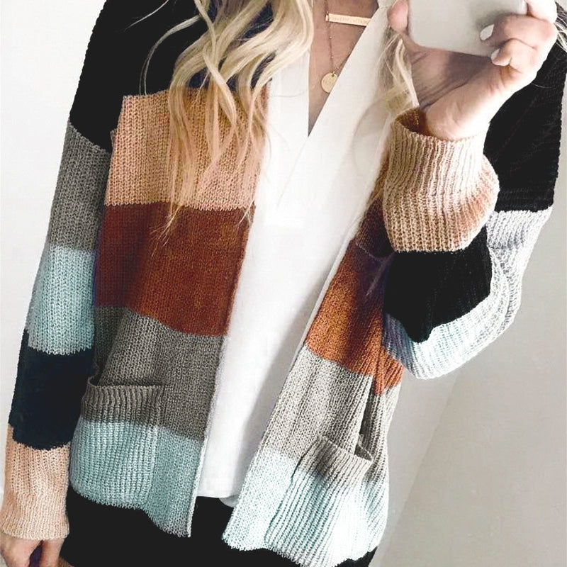 Strip Patchwork Knitted Cardigans