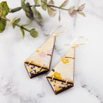 Japanese Double Triangle Earrings- Lilac Lattice - Royal Crown