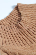 Winter Brown High Neck Textured Bodycon Sweater Dress