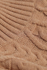 Winter Brown High Neck Textured Bodycon Sweater Dress