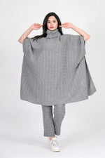 Women Turtle Neck Sweater Elegant Knitted Fashionable Cape Poncho