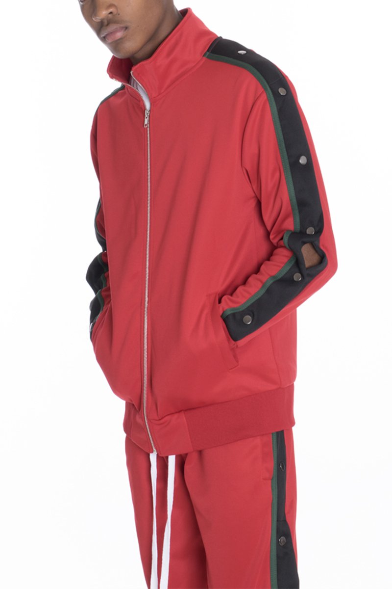 SNAP BUTTON TRACK JACKET- RED