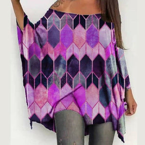 Sexy Off Shoulder Geometric Print Women Blouse