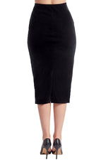 Tia Skirt - Stretch velvet pencil skirt (black)