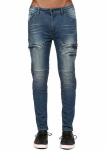 Konus Men's Skinny Jeans in Biker Style in Indigo
