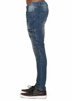 Konus Men's Skinny Jeans in Biker Style in Indigo