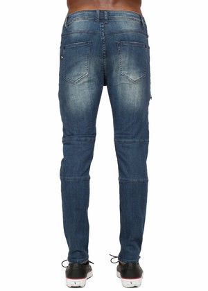 Konus Men's Skinny Jeans in Biker Style in Indigo