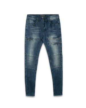 Konus Men's Skinny Jeans in Biker Style in Indigo