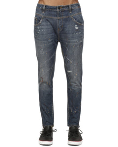 Konus Men's Side Zip Paint Splatter Jeans