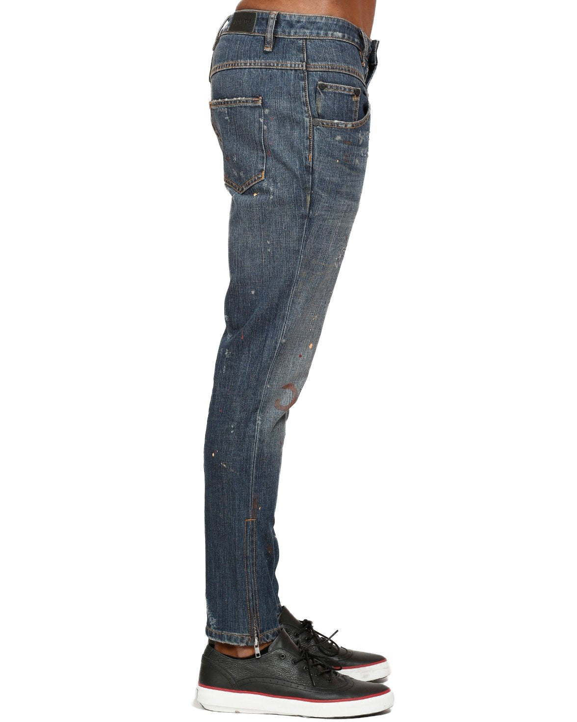 Konus Men's Side Zip Paint Splatter Jeans