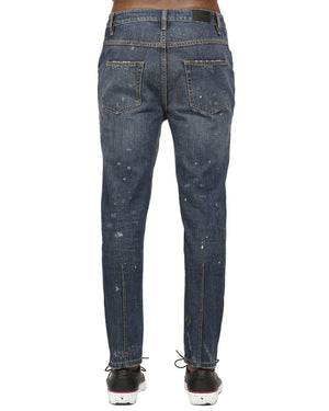 Konus Men's Side Zip Paint Splatter Jeans