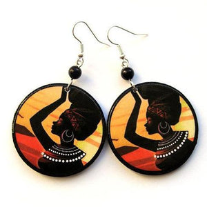 Exotic Crafted Wooden woman painted earrings