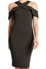 Layla Dress - Stretch crepe criss cross cut-out cold shoulder dress