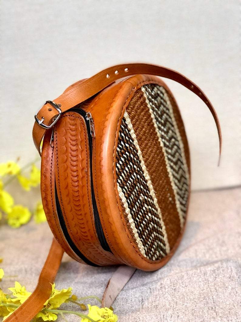 Unique Handwoven Round Sisal Sling Bag