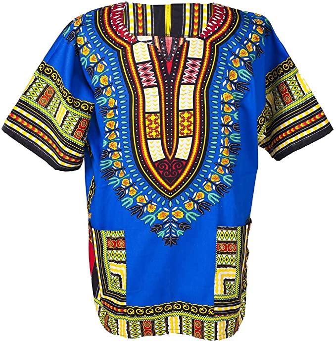 Black dashiki unisex African shirt short dress shirt