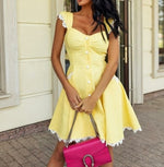 Women Sleeveless Ruffle Hem Swing Dreess