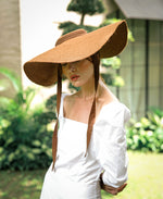 Lola Wide Brim Jute Straw Hat, in Havana Brown