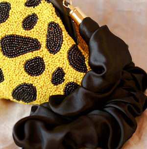 Hand-beaded Clutch, in Black & Yellow