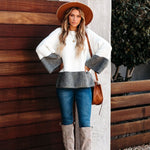 Patchwork Color Long Sleeve Pullover Sweater
