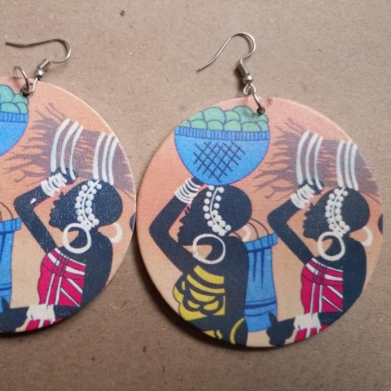 Beautiful Wood Dangles Ethnic Earrings