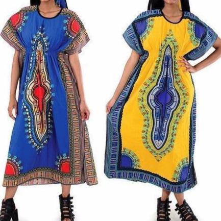 African Kaftan dashiki long dress with waist band