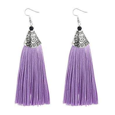 Tassel Threader Earrings - crafted purple tassel Earrings, African