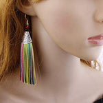 Long Tassel Earrings - African thread drop Earrings, tropical casual