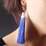 Black Tassel Earrings - drop and dangle thread African Earrings