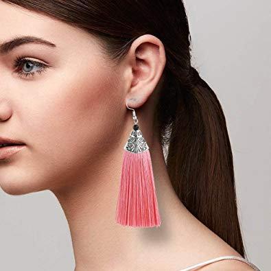 Drop thread long tassel women African earrings