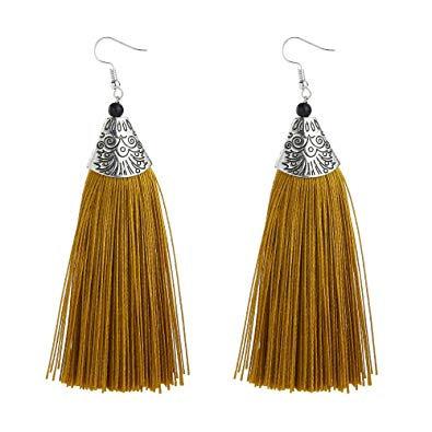 Tropical tassel African drop earrings thread earrings