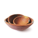 Set of Beautiful Hand curved African Olive Wood Salad fruit Bowl