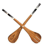 Traditional African salad servers set / Hand curved olive wood Spoon