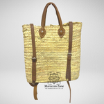 Straw Backpack Leather Straps