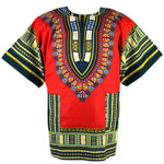 Red African dashiki unisex shirt, African clothing women dress shirt